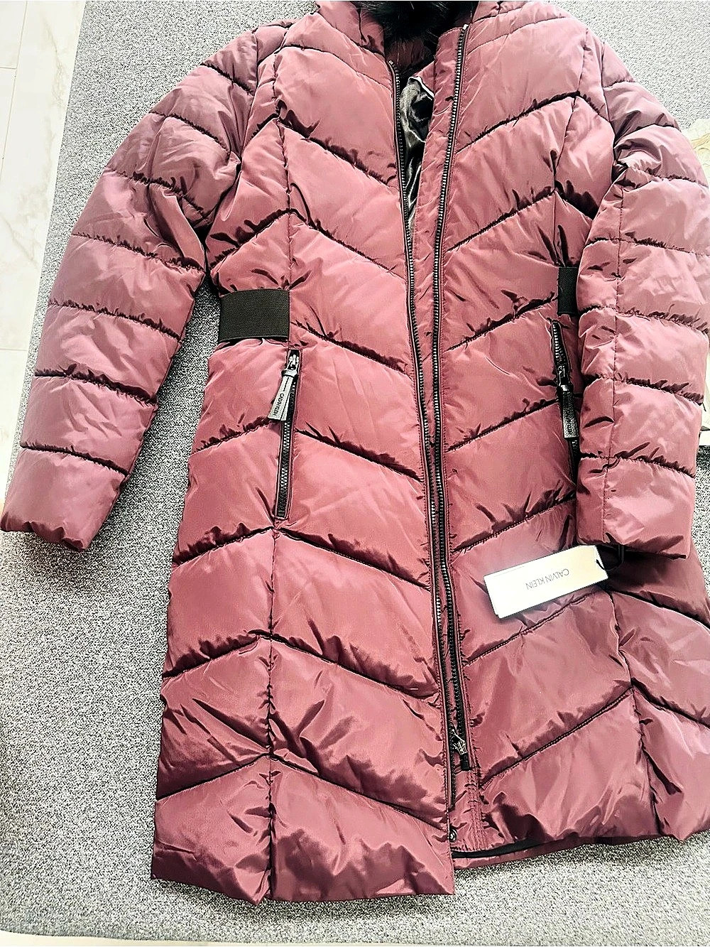 Calvin Klein Quilted Puffer Coat in Pink Size Medium NWT
